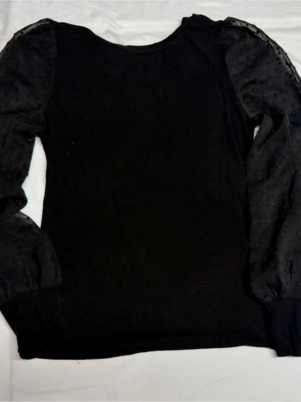 Hem & Thread Black Puff-Sleeve Knit Top